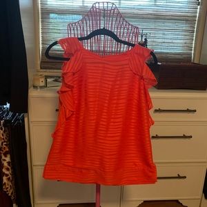 REISS Orange Red Flounce Sleeve Top Sz. S